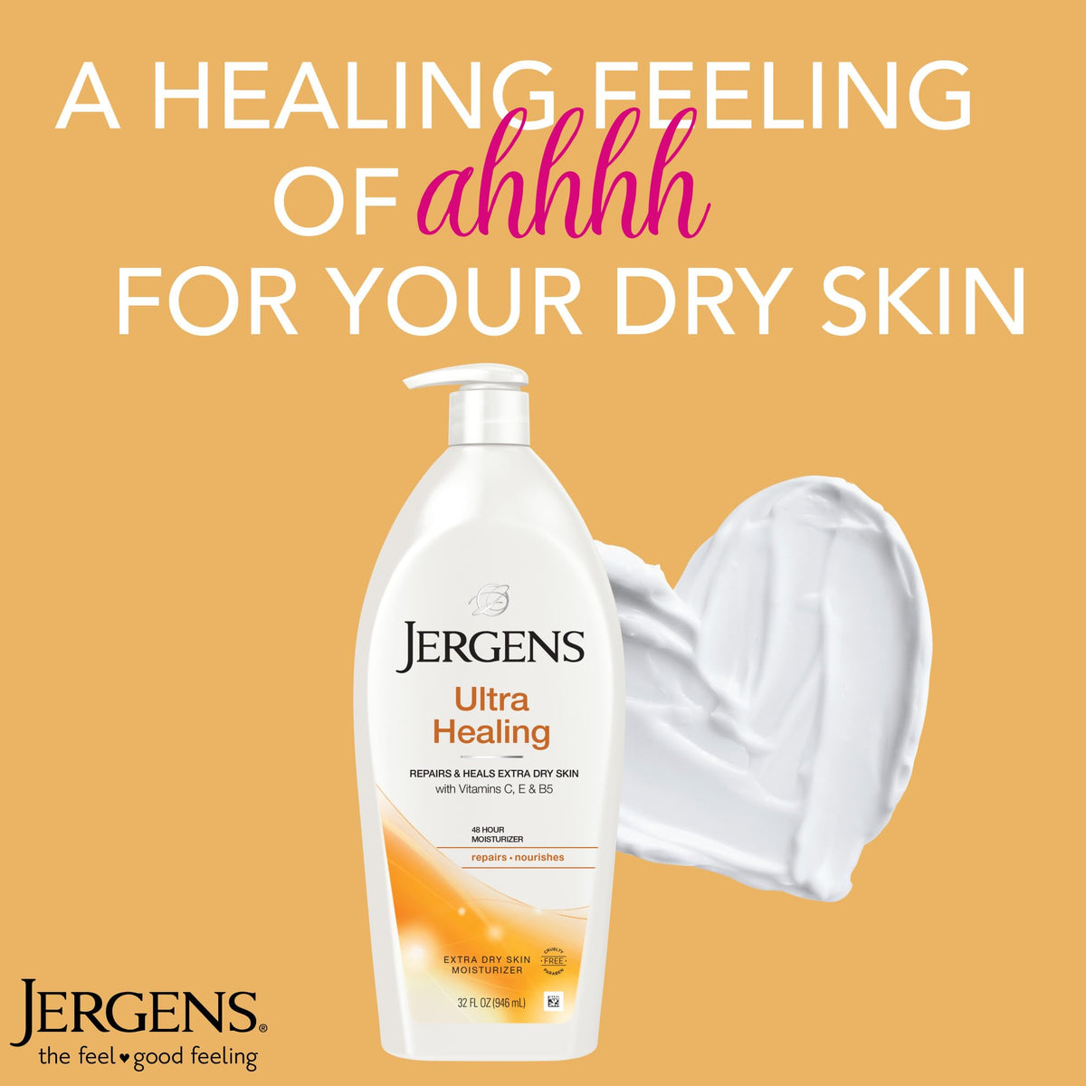 Jergens lotion with vitamins C, E, B5 prepared for daily nourishment.