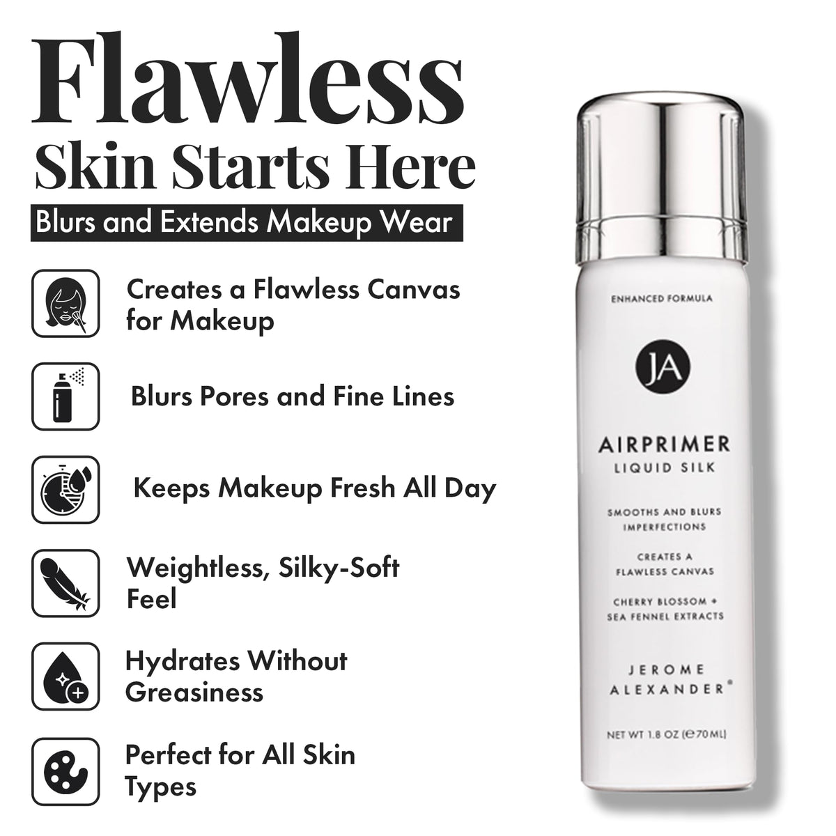 Jerome Alexander LiquidSilk Air Primer smooths pores for a flawless base.