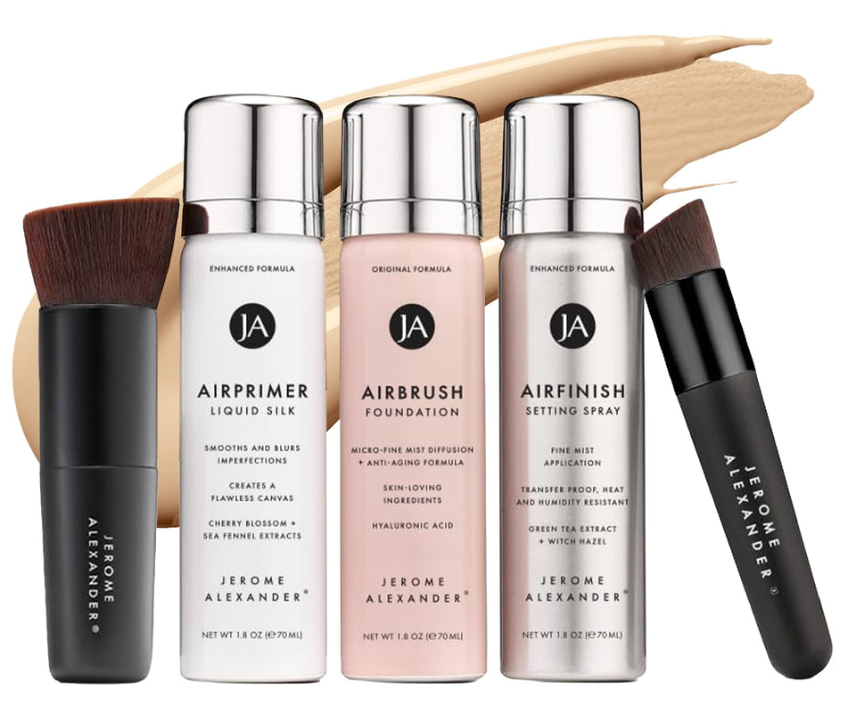 Jerome Alexander Magic Minerals AirBrush Foundation bottle shows light, buildable coverage