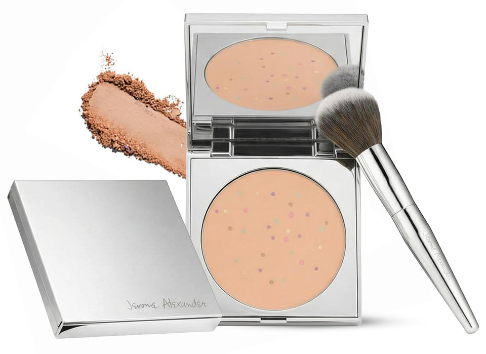 Jerome Alexander Magic Minerals compact with mirror for quick touch-ups all day.