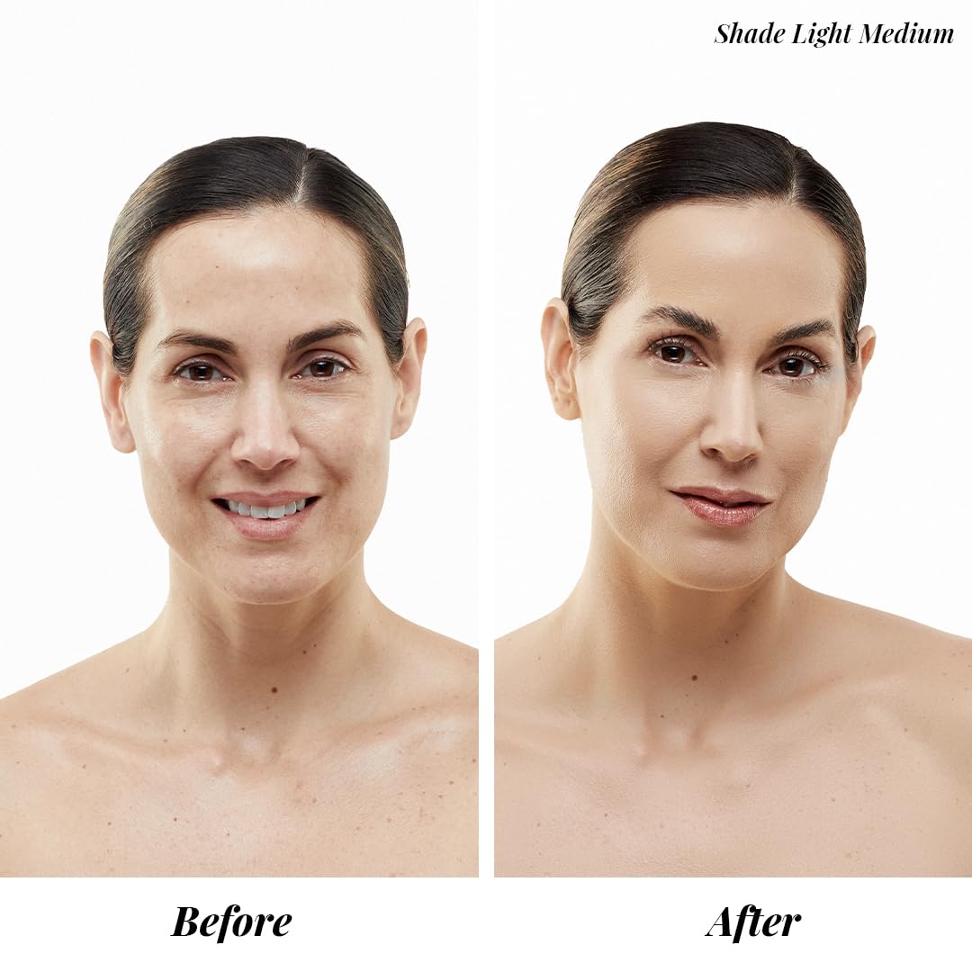 Jerome Alexander MagicMinerals airbrush application swirls illustrate effortless blending on skin.