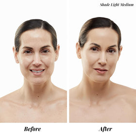 Jerome Alexander MagicMinerals airbrush application swirls illustrate effortless blending on skin.