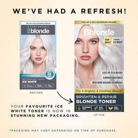 Jerome Russell Bblonde Ice White toner kit contents guide for easy DIY application.