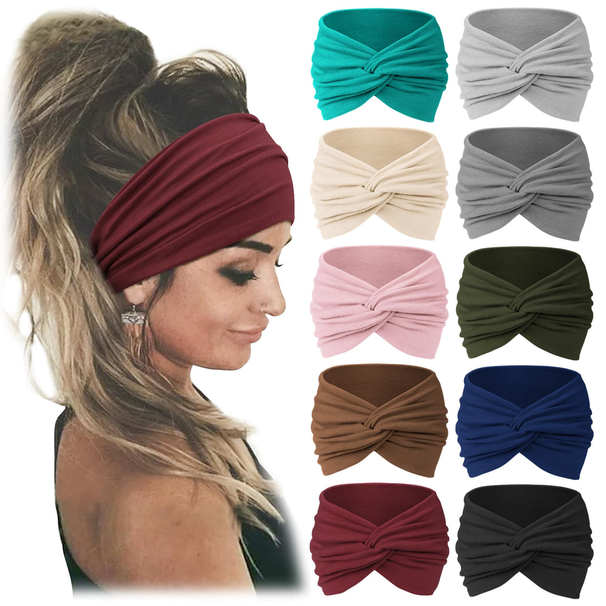 Jesries wide headbands in bold colorways for comfortable all-day wear.