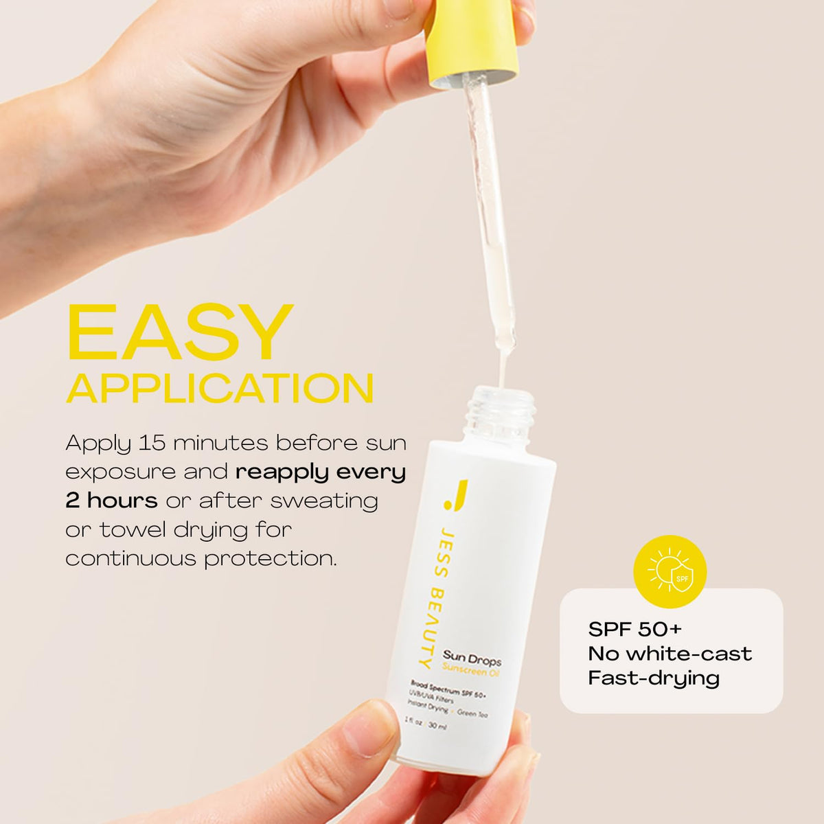 Jess Beauty Aloe extract soothing touch on a silky sunscreen oil.
