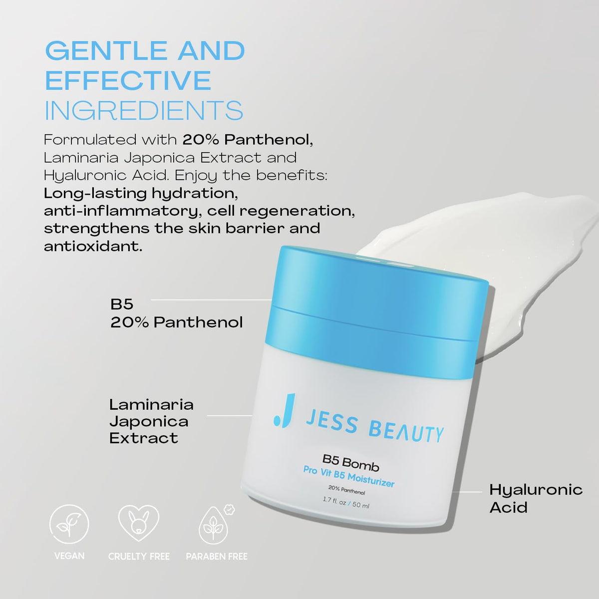 JESS BEAUTY B5 Bomb Pro vegan and cruelty-free icon reassuring conscious shoppers.