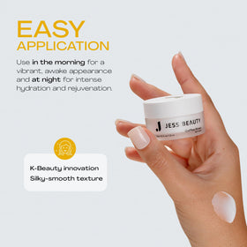 JESS BEAUTY Coffee Break Eye Cream demonstrates caffeine action for a refreshed eye area.