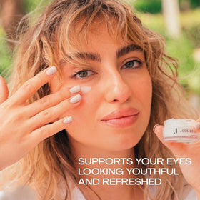 JESS BEAUTY Coffee Break Eye Cream packaging with product information.