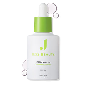 JESS BEAUTY PHAbulous exfoliant bottle close-up for gentle exfoliation