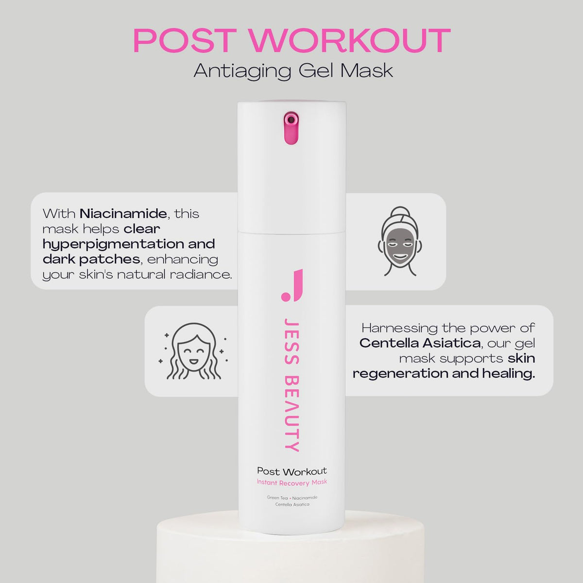 JESS BEAUTY Post Workout Gel Mask application demonstrating quick cooling and comfort