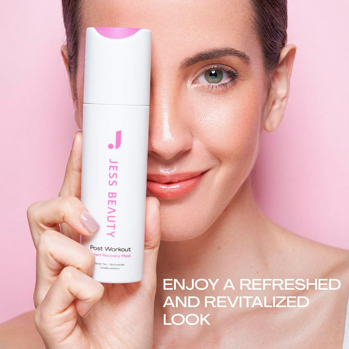 JESS BEAUTY Post Workout Gel Mask centella close-up shows healing properties