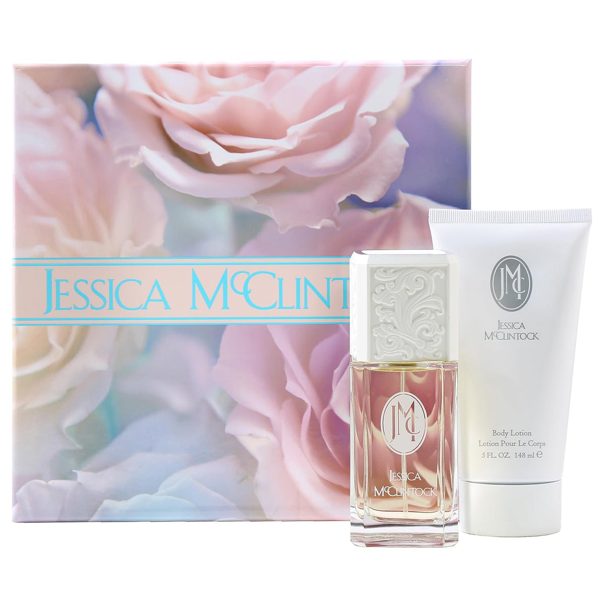 Jessica McClintock 2-piece gift set box front view for elegant gifting.