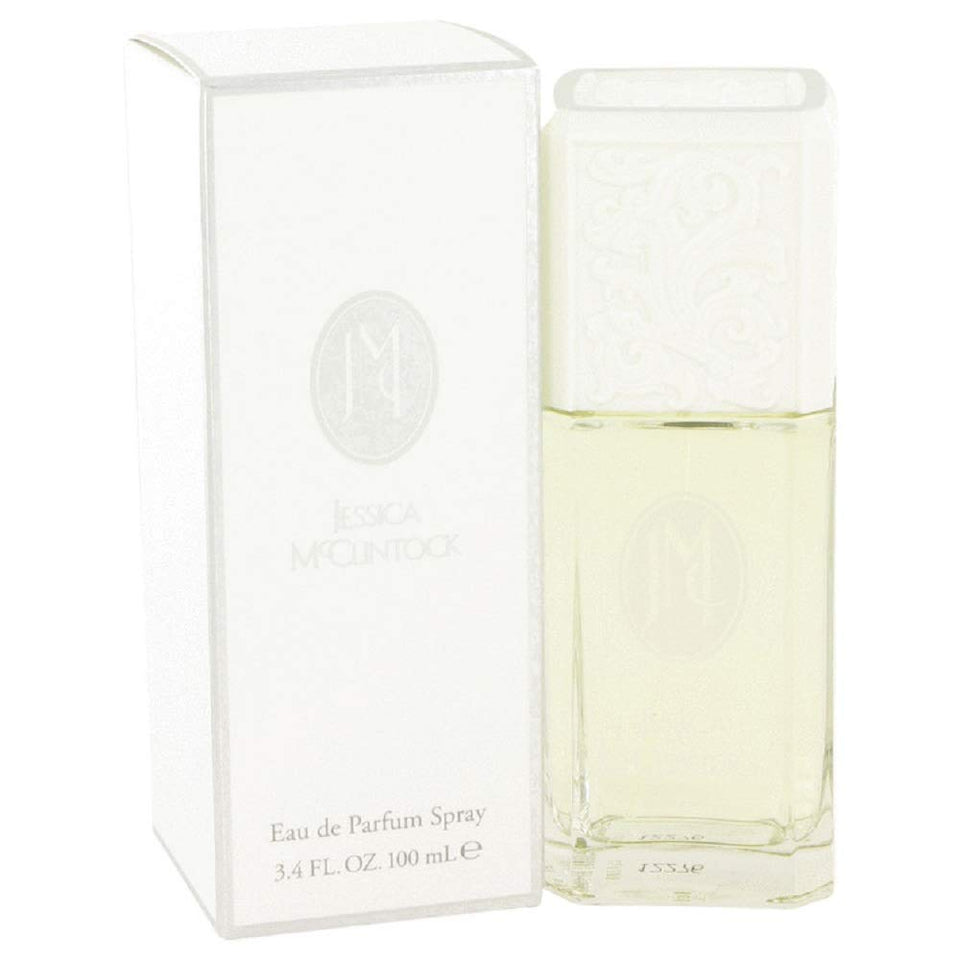 Jessica McClintock Eau de Parfum bottle, front view, ideal for evening elegance.