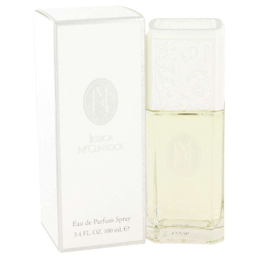 Jessica McClintock perfume box packaging, upscale gift-worthy presentation.