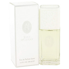 Jessica McClintock perfume box packaging, upscale gift-worthy presentation.