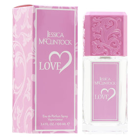Jessica McClintock Love eau de parfum bottle in bright pink ready for daily use