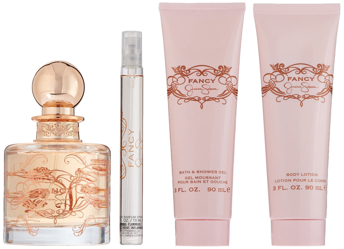 Jessica Simpson Fancy 4 Piece Gift Set EDP spray bottle, elegant design for gifting