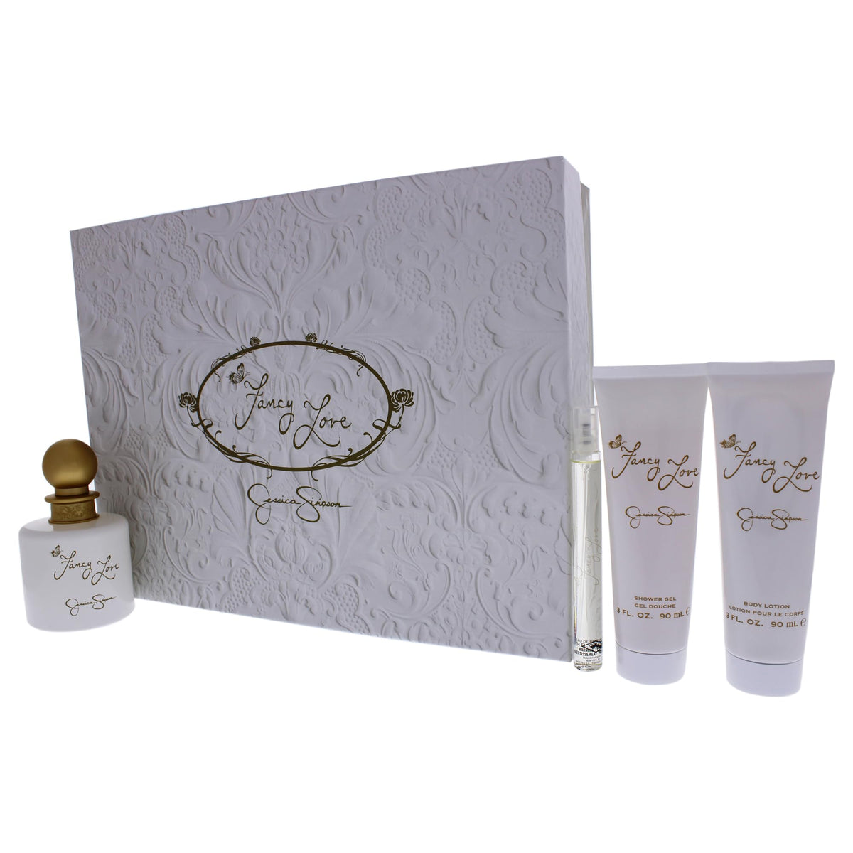 Jessica Simpson Fancy Love bath and shower crème for a scented morning routine.