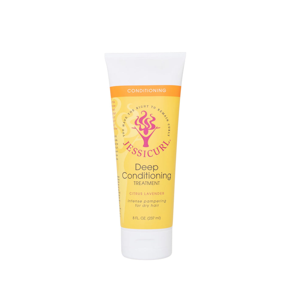 Jessicurl Deep Conditioning Treatment Citrus Lavender bottle—hydrating formula for defined curls.