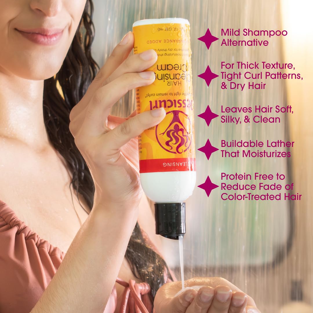 Jessicurl Hair Cleansing Cream no fragrance label signals a gentle wash for sensitive scalps.