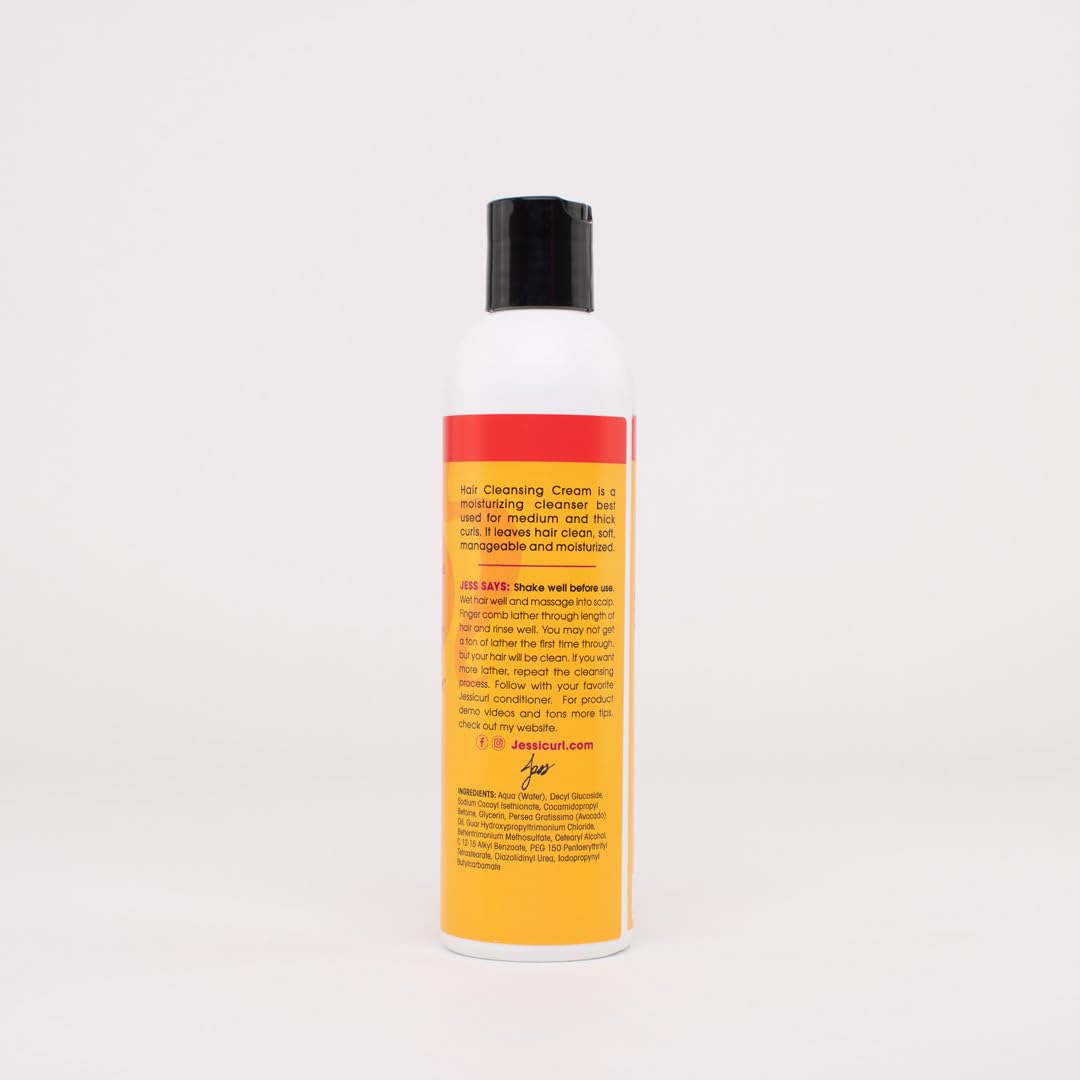 Jessicurl Hair Cleansing Cream soft hair after use suggests hydrated, frizz-free results.