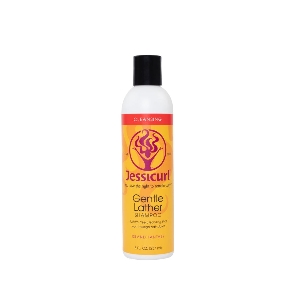 Jessicurl Island Fantasy shampoo bottle front, gentle sulfate-free cleansing for curls.