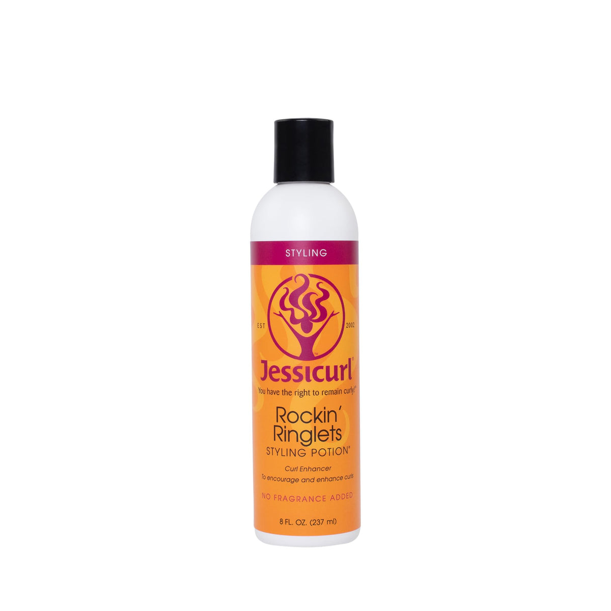 Jessicurl Rockin' Ringlets bottle pour shows flaxseed-based curl enhancer for even distribution