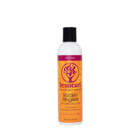 Jessicurl Rockin' Ringlets bottle pour shows flaxseed-based curl enhancer for even distribution