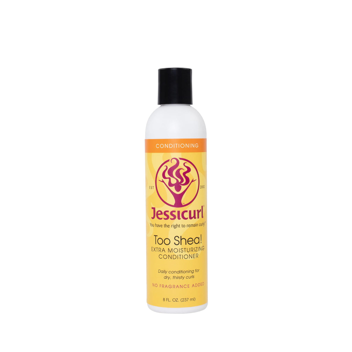Jessicurl Too Shea! conditioner bottle delivering rich hydration for dry curls.