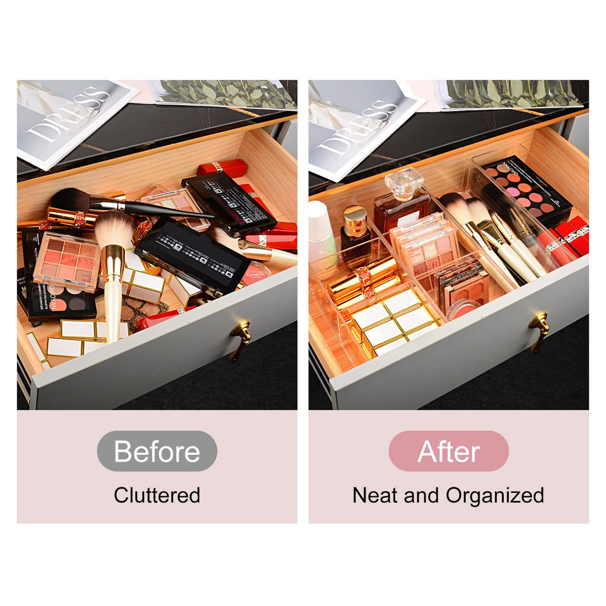 JessLab countertop storage organizer keeps brushes and cosmetics organized and visible