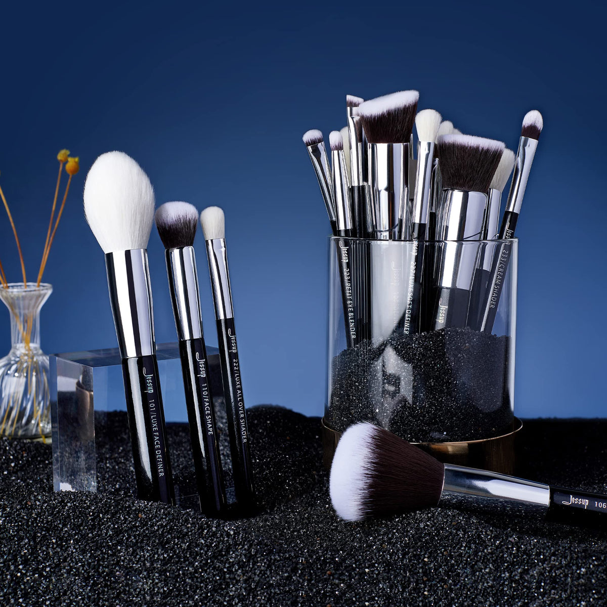 Jessup blush highlighter brush for soft color payoff and radiant glow.