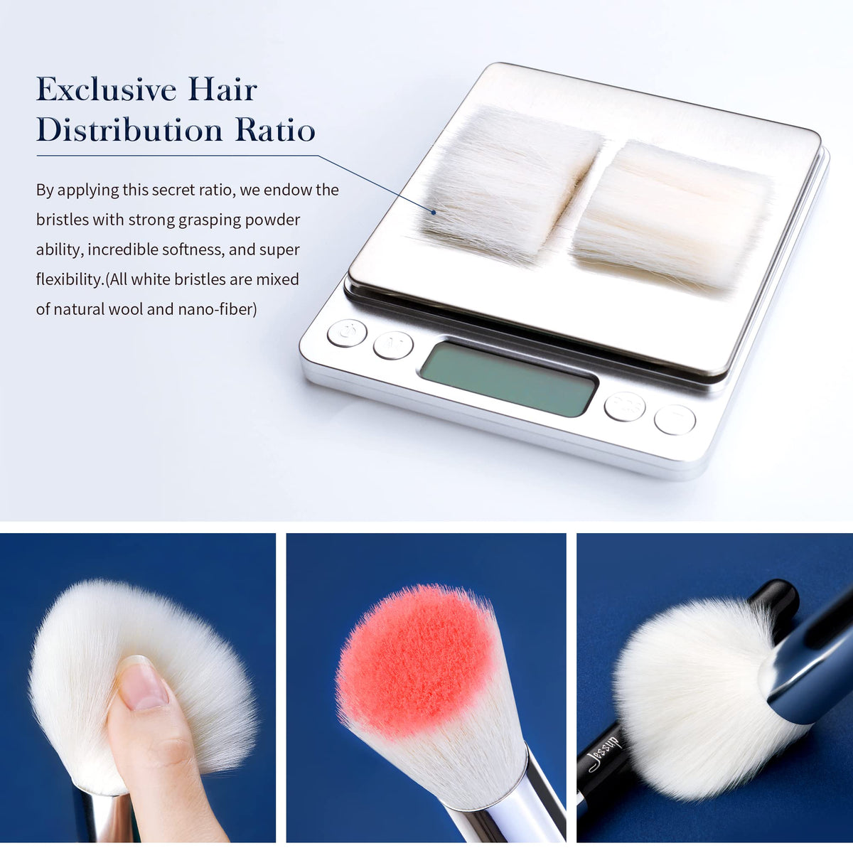 Jessup 25pcs powder brush delivers soft, even diffusion for natural-looking finish.