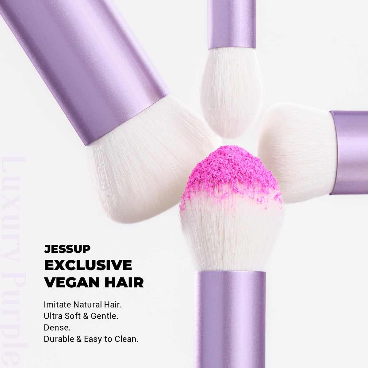 Jessup setting powder brush helps control product and set makeup evenly.