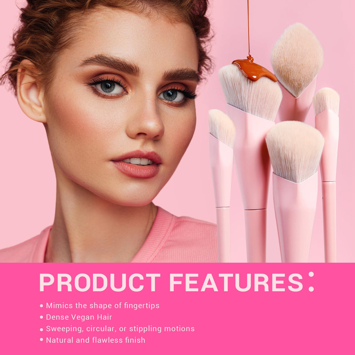 Jessup blush and highlighter brush closeup for natural, radiant finish.