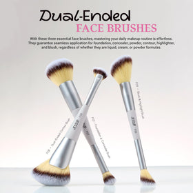 Jessup contour, blush, and highlight dual-ended brush for sculpted glow.