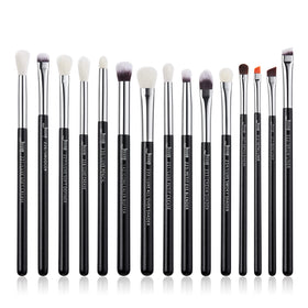 Jessup 15-piece eye brush set, pearl black/silver, designed for precise blending and professional results