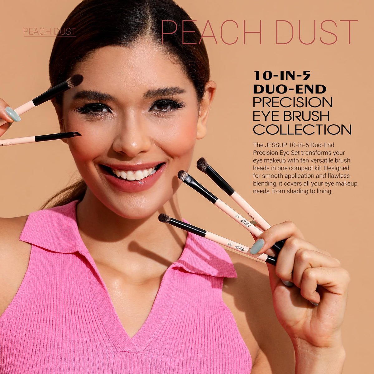 Jessup F06 duo-ended precision contour brush for accurate nose and lid definition.