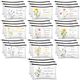Jetec flower-style Bible verse makeup bag, bright design for elegant travel organization