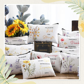 Jetec flower-pattern zipper pouch for cosmetics and small accessories