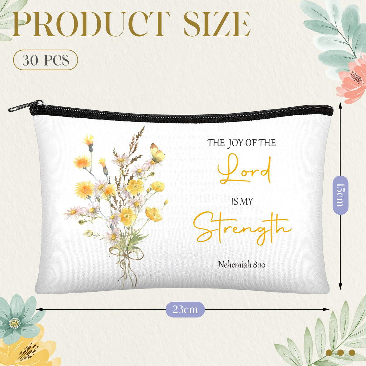 Jetec floral Bible verse bag with durable canvas material
