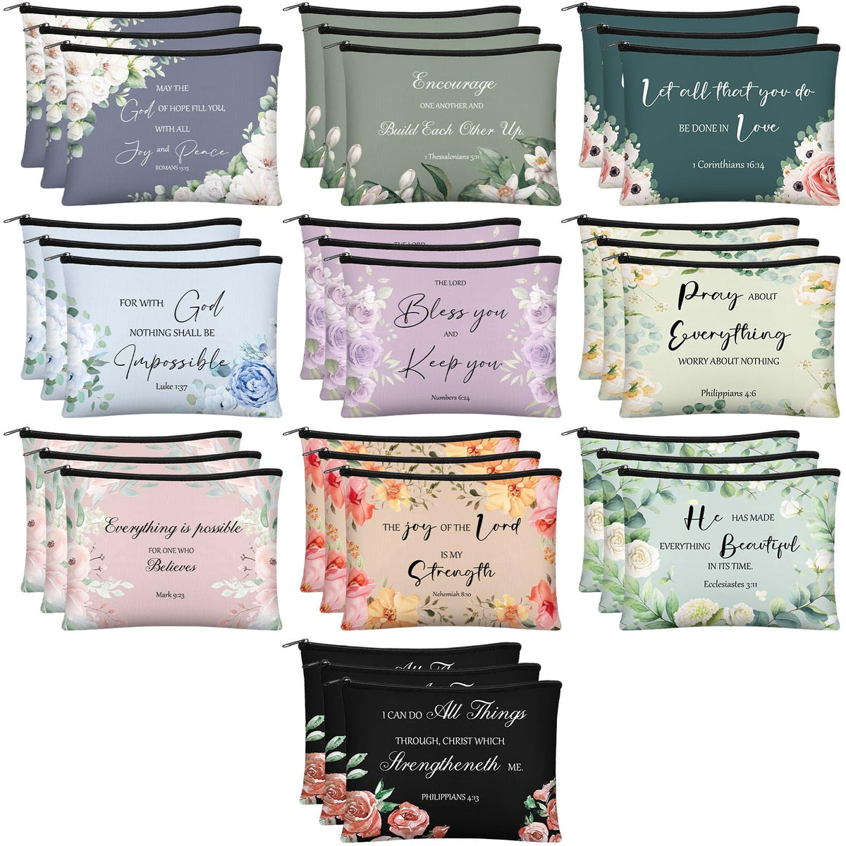 Jetec Morandi style Bible verse cosmetic bag for daily organization