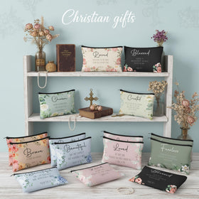 Jetec Morandi style floral canvas pouch, stylish makeup bag for clutch and gym days