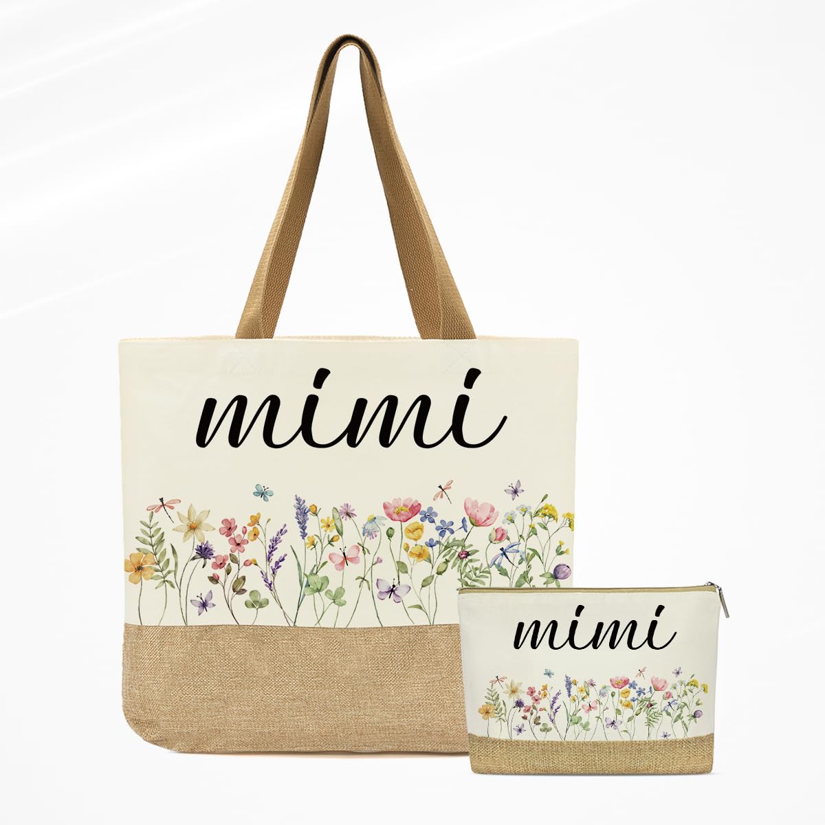 Jeteman Mimi butterfly floral tote front view for stylish everyday errands