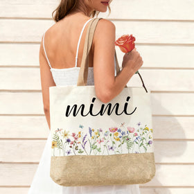 Jeteman Mimi butterfly floral tote side view, versatile shopping bag