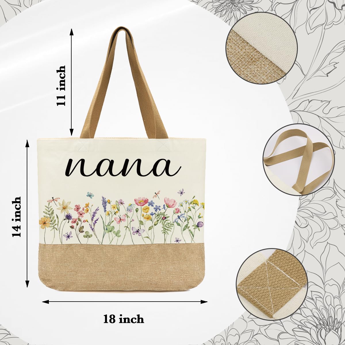 Jeteman Nana Gifts tote inside with cosmetic pouch for organization.
