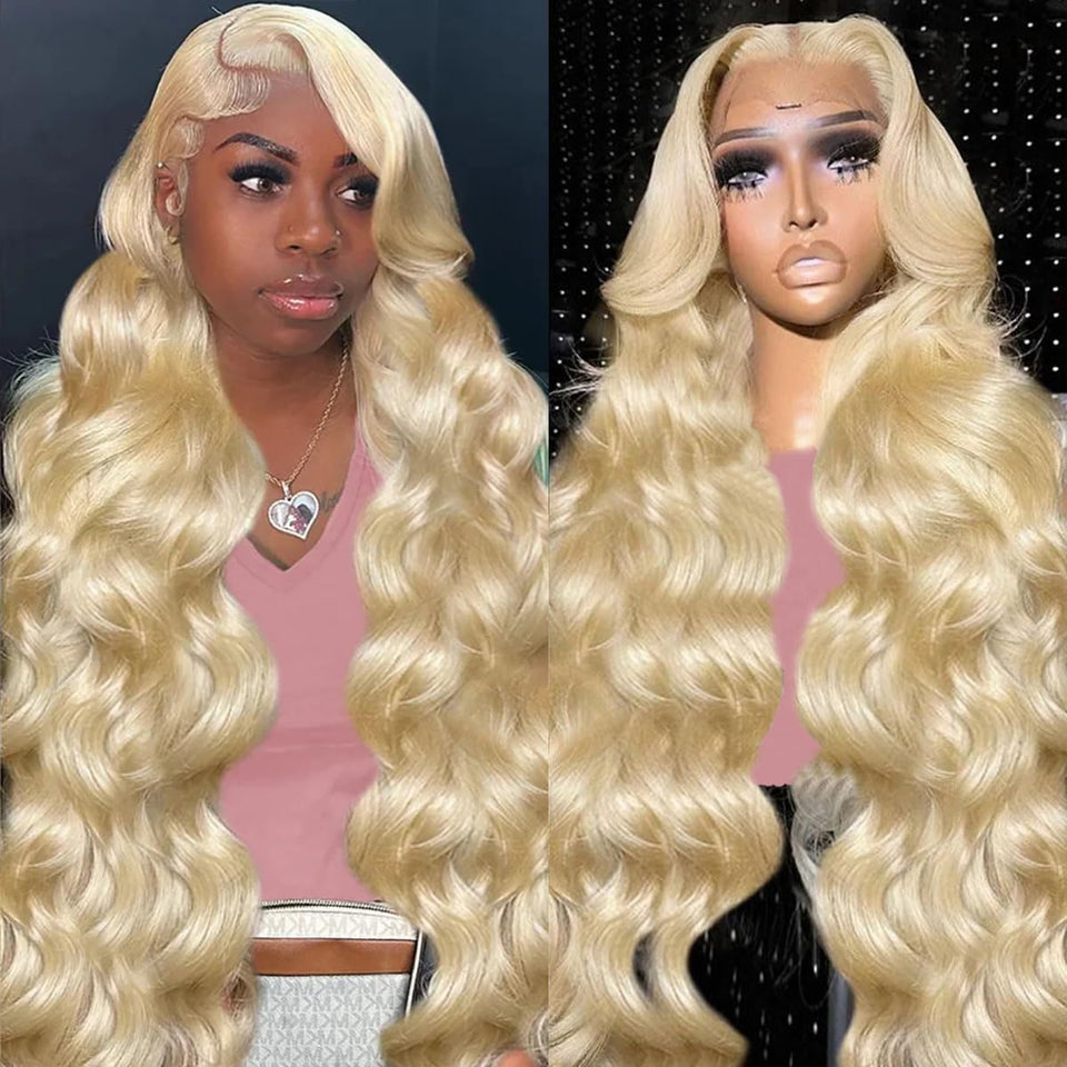 Jewhaut 613 13x6 blonde wig front view with natural hairline for daily wear