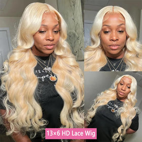 Jewhaut 613 13x6 blonde wig side view showing seamless blending for events