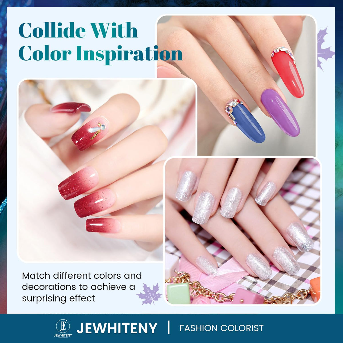 JEWHITENY 100 dual nail forms in 10 sizes for versatile extensions