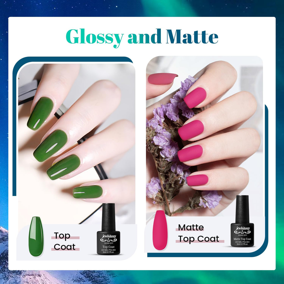 JEWHITENY base coat and top coat set for long-lasting shine