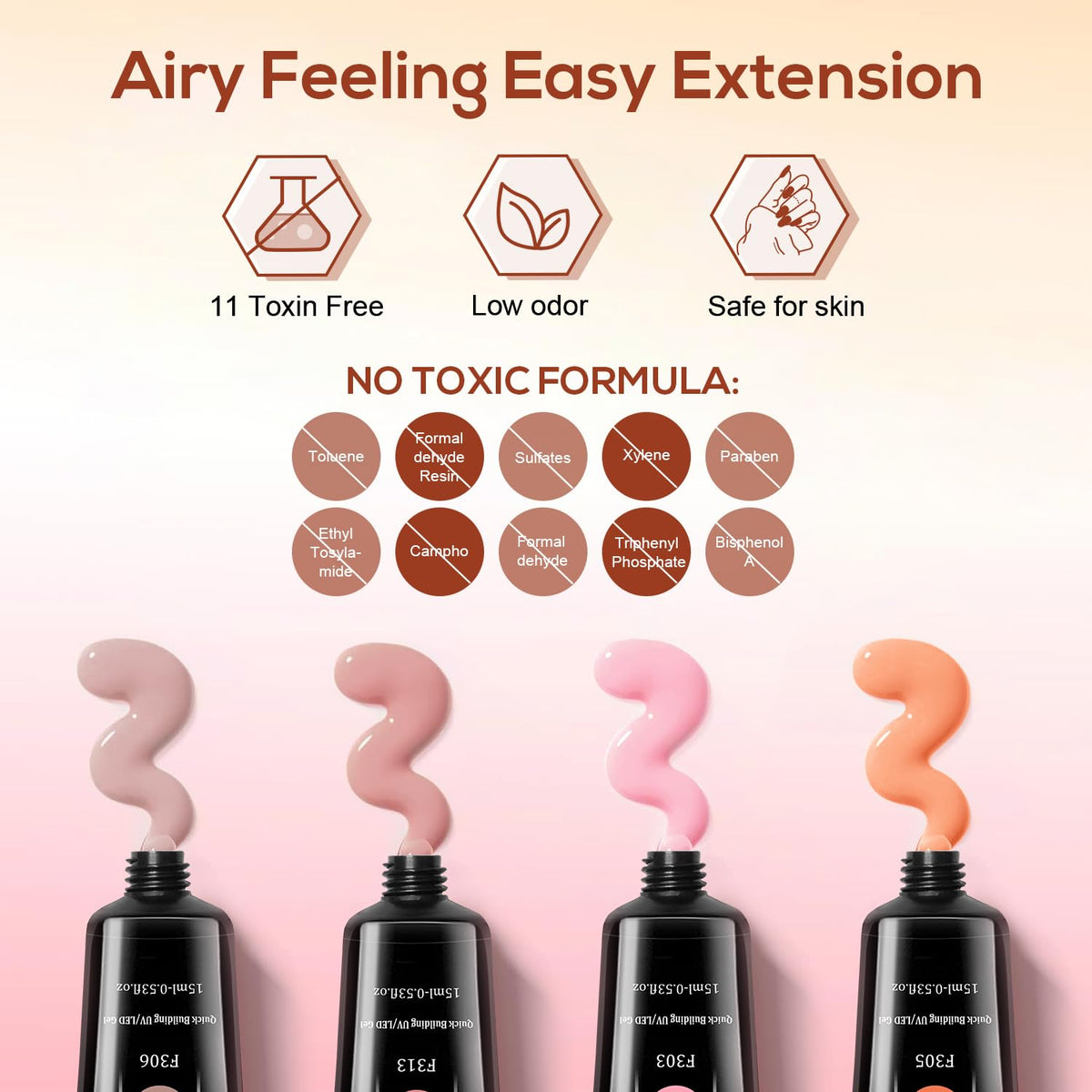 JEWHITENY builder gel enables smooth, lightweight extensions.
